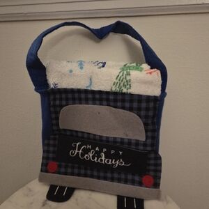 Festive Holiday Gift Bag with Towels